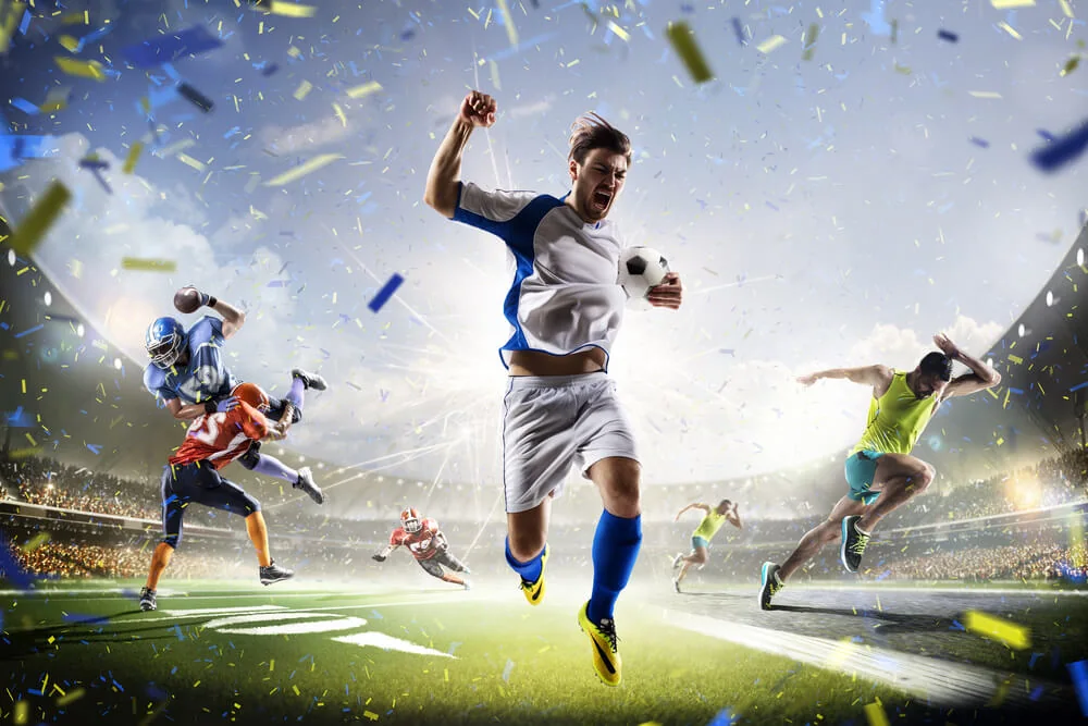Tampilan kompetisi olahraga dengan fokus pada pertandingan tim